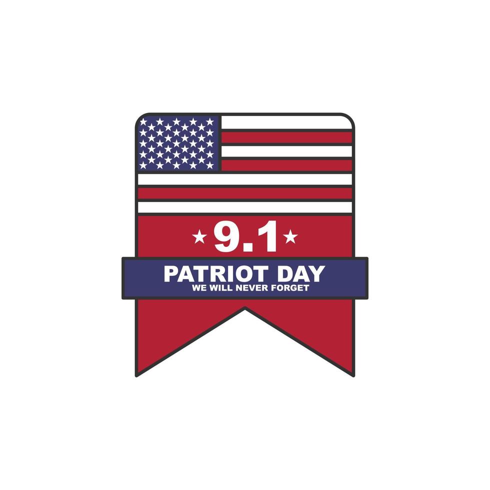 affiche de la fête des patriotes. nous n'oublierons jamais, le 11 septembre. journée des patriotes avec le thème du drapeau sur fond blanc. vecteur