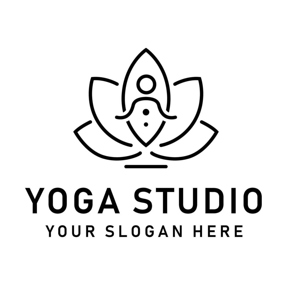 fleur de lotus yoga logo plat icône isolé sur fond vecteur