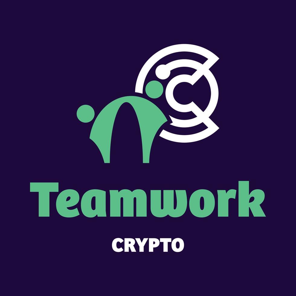 logo crypto de travail d'équipe vecteur