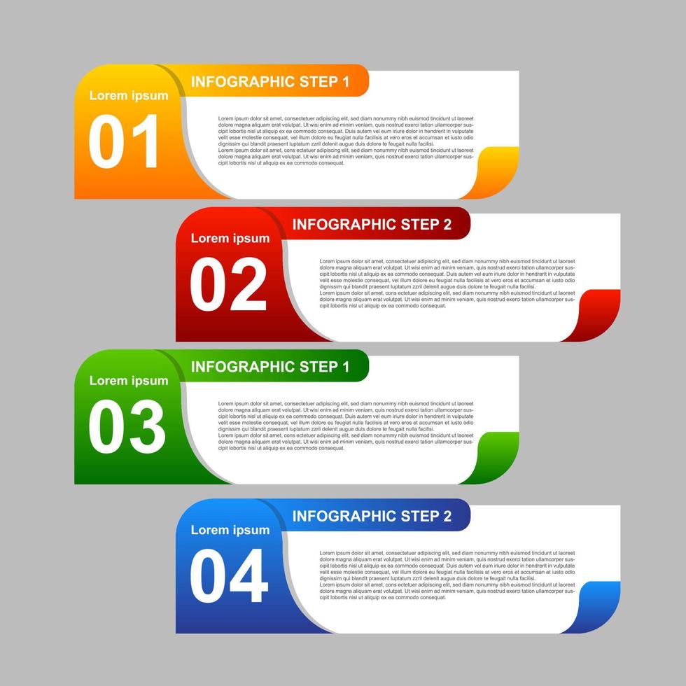 4 étapes d'éléments infographiques colorés. conceptions pour bannières, présentations et plus encore. vecteur