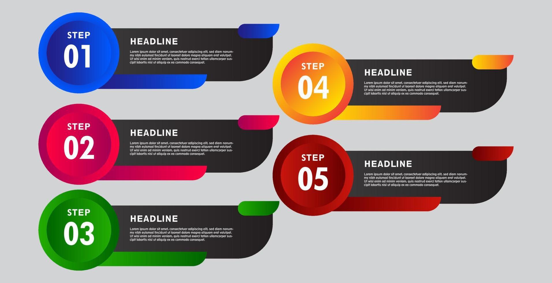 5 étapes d'éléments infographiques colorés. conceptions pour bannières, présentations et plus encore. vecteur