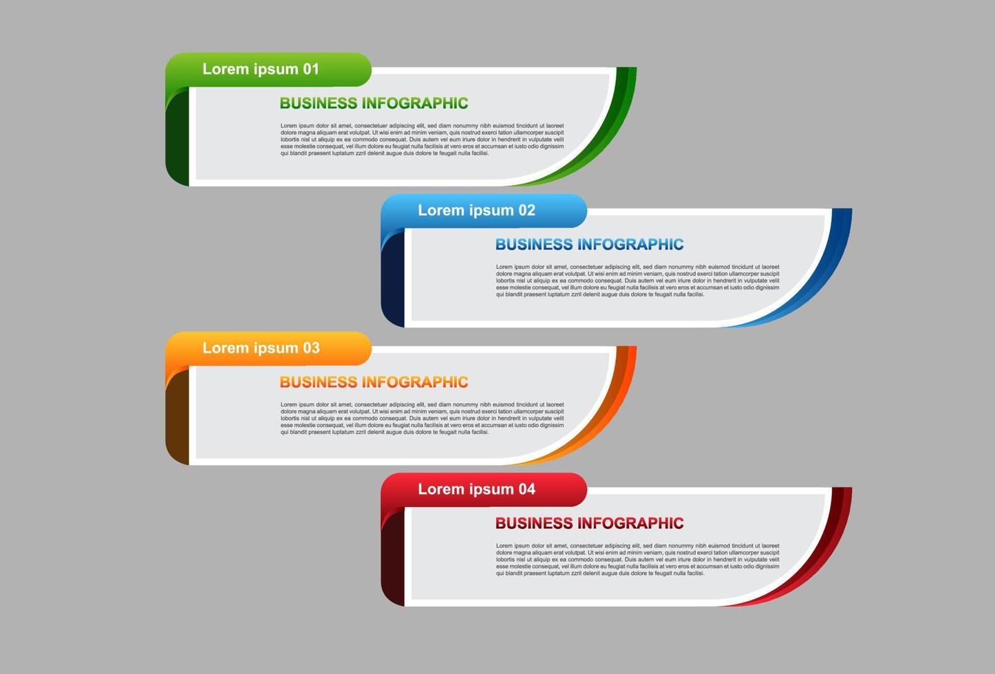 4 étapes d'éléments infographiques colorés. conceptions pour bannières, présentations et plus encore. vecteur