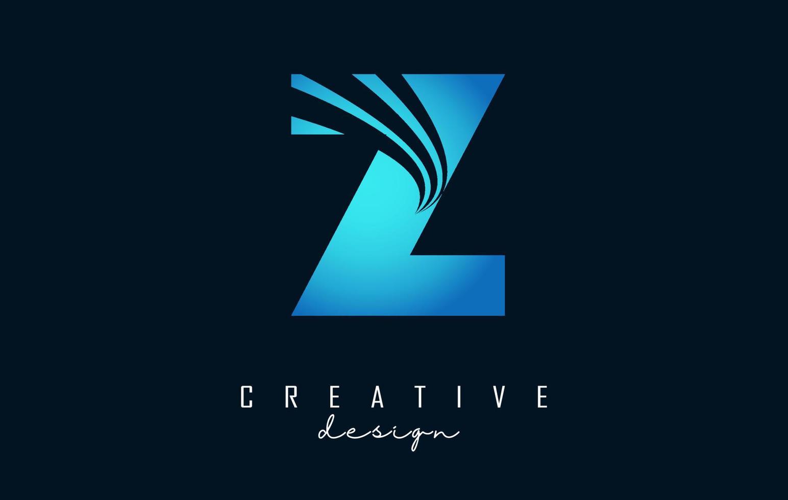 logo créatif lettre z avec lignes directrices et conception de concept de route. lettre z avec un dessin géométrique. vecteur