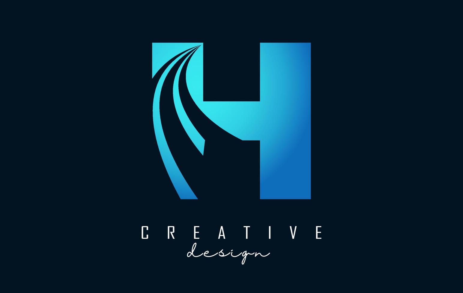 logo créatif lettre h avec lignes directrices et conception de concept de route. lettre h avec dessin géométrique. vecteur