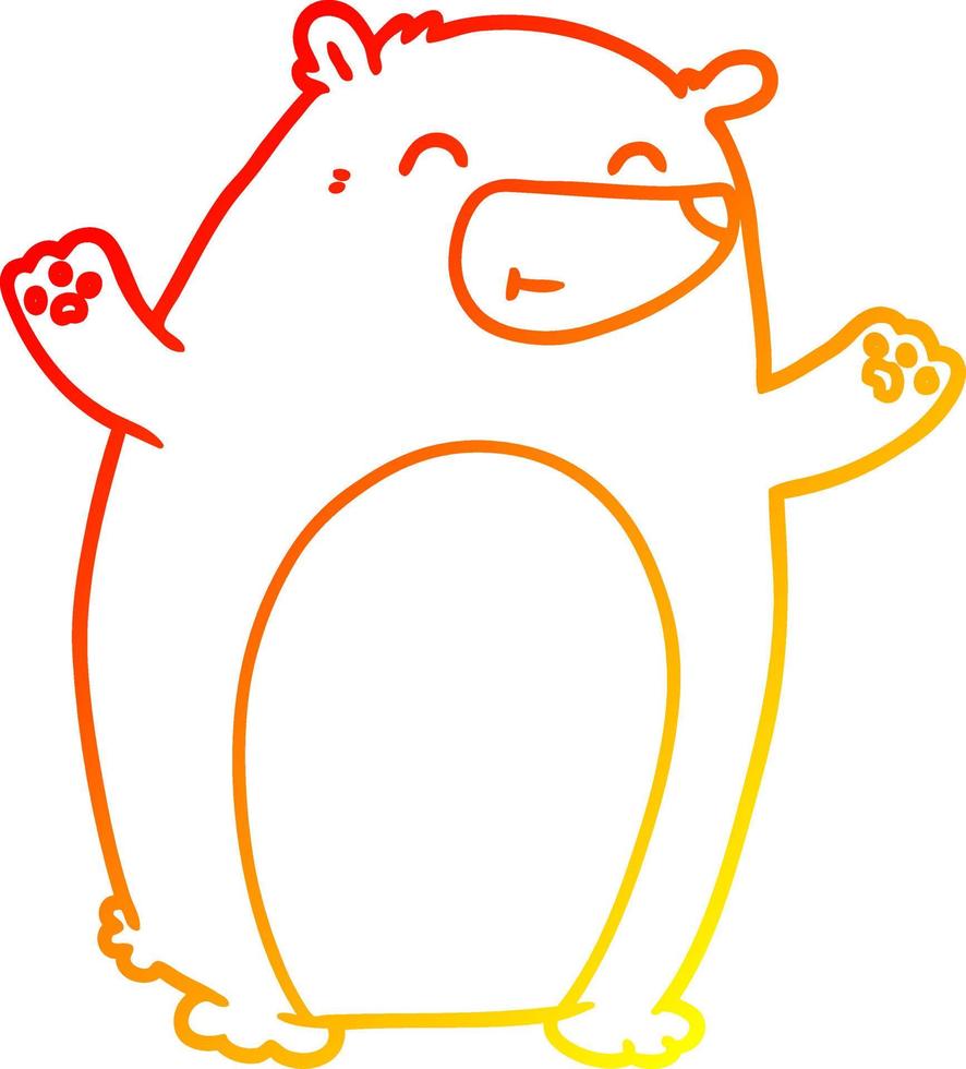 ligne de gradient chaud dessin ours de dessin animé heureux vecteur