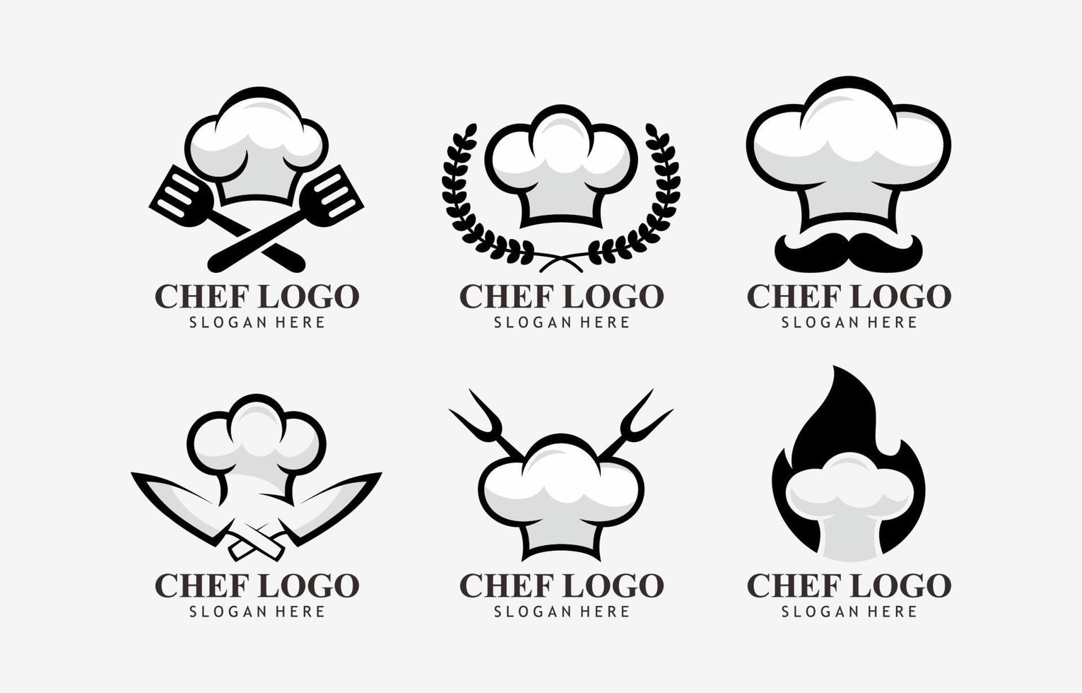 restaurant de logo de chef et jeu de logo culinaire vecteur