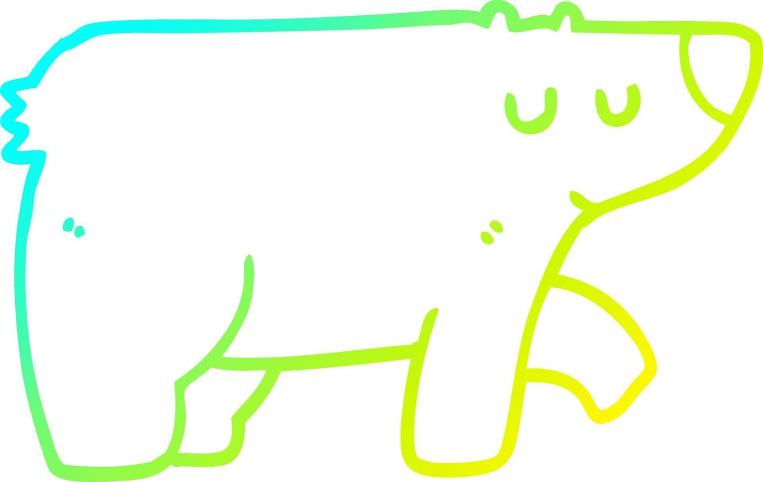 ligne de gradient froid dessin ours de dessin animé vecteur