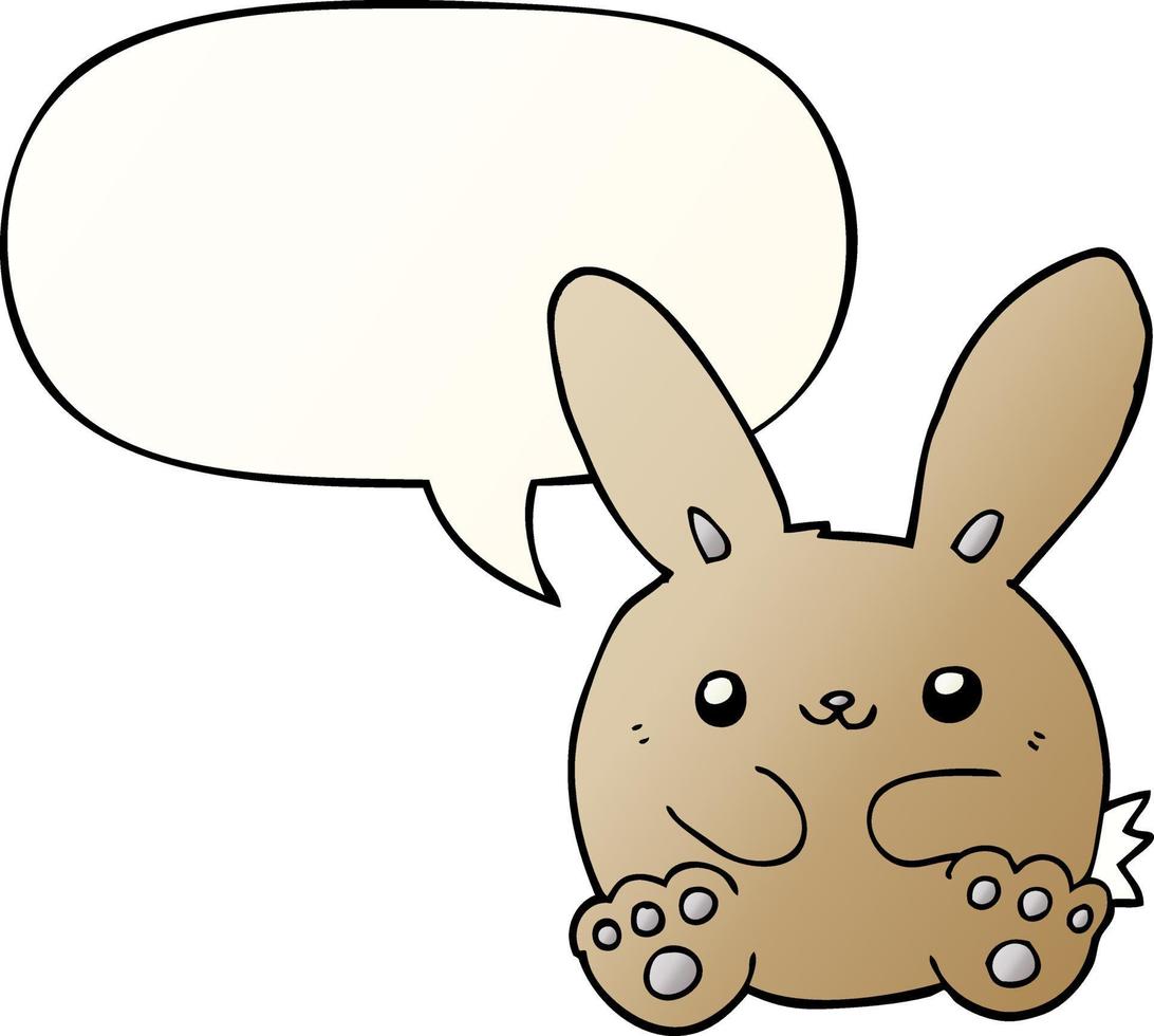 lapin de dessin animé et bulle de dialogue dans un style dégradé lisse vecteur