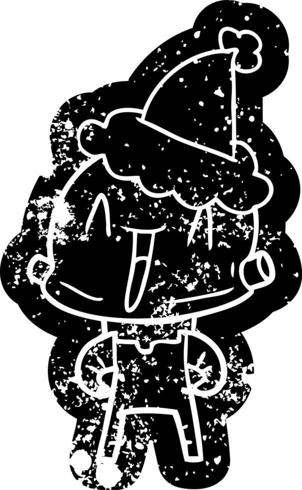 icône de dessin animé en détresse d'un robot portant un bonnet de noel vecteur