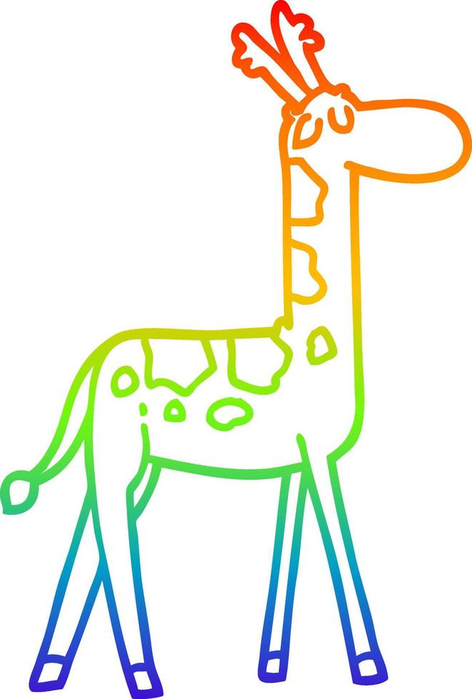 arc en ciel gradient ligne dessin dessin animé drôle girafe vecteur