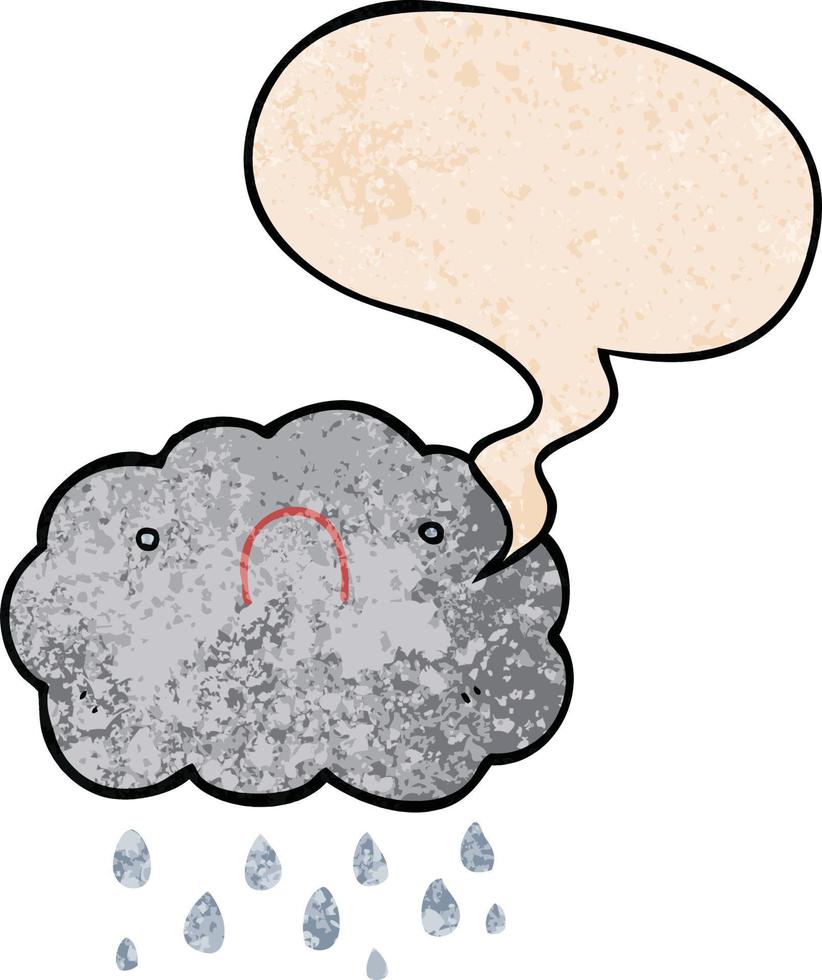 nuage de dessin animé mignon et bulle de dialogue dans un style de texture rétro vecteur