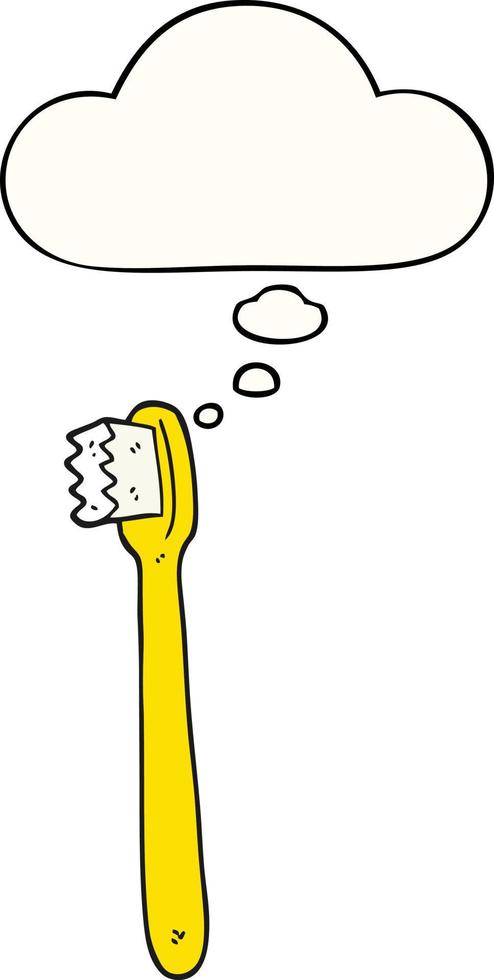 brosse à dents de dessin animé et bulle de pensée vecteur