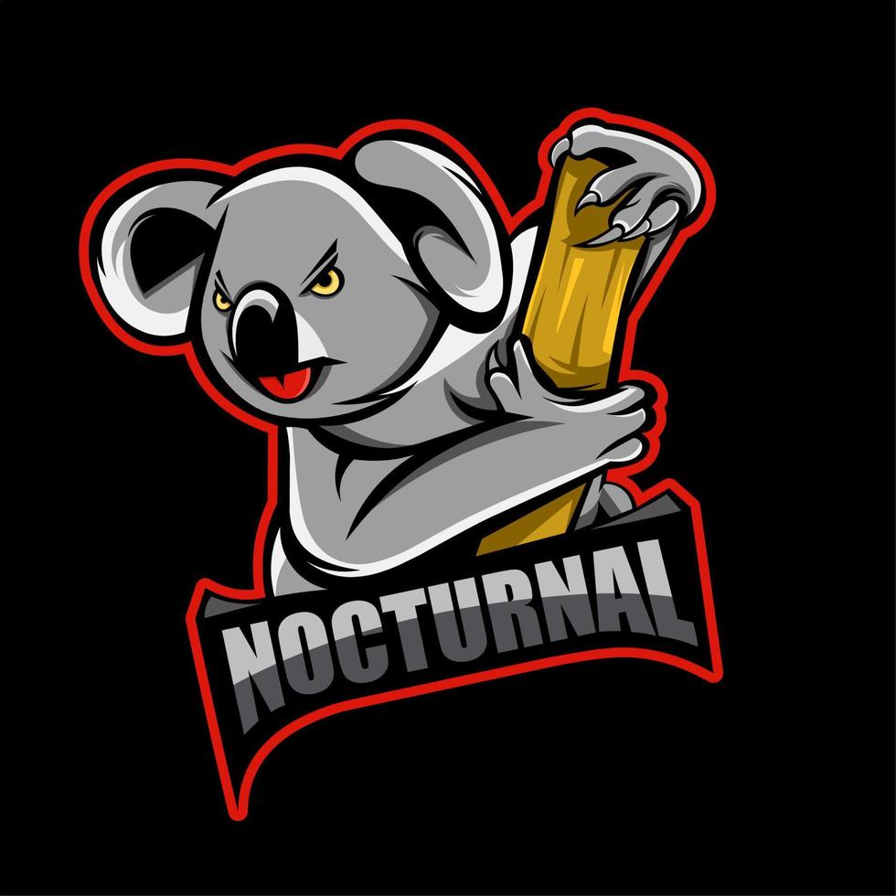 logo koala en colère esport, pour logo de jeu, logo d'équipe vecteur