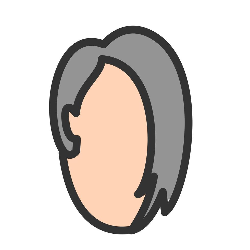 icône de ligne remplie de cheveux longs vecteur