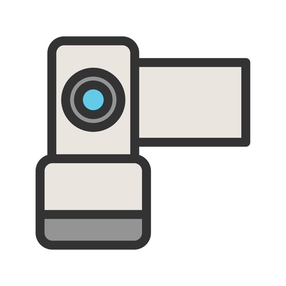icône de ligne remplie de caméra vidéo vecteur