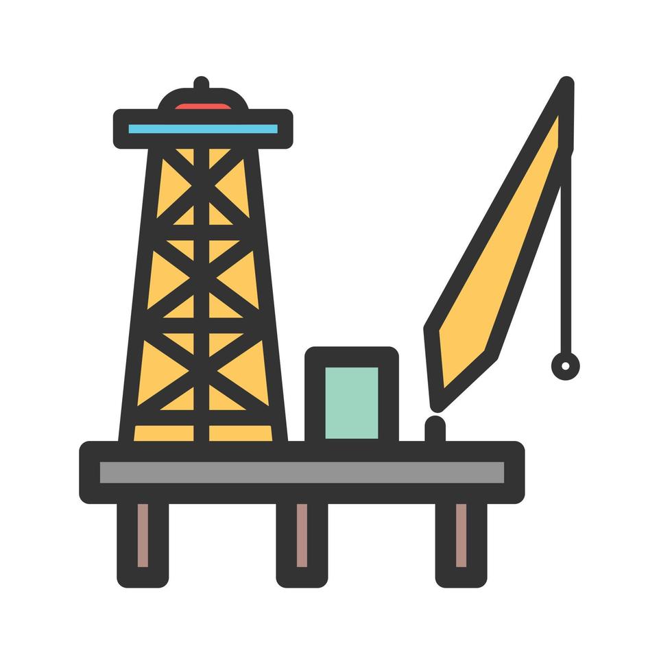 icône de ligne remplie de plate-forme pétrolière vecteur