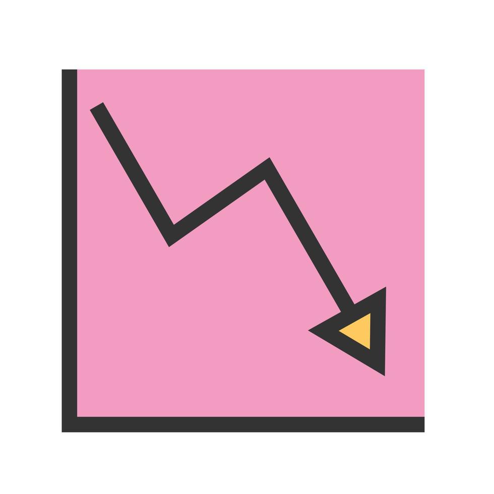 icône de ligne remplie de graphique en ligne décroissante vecteur