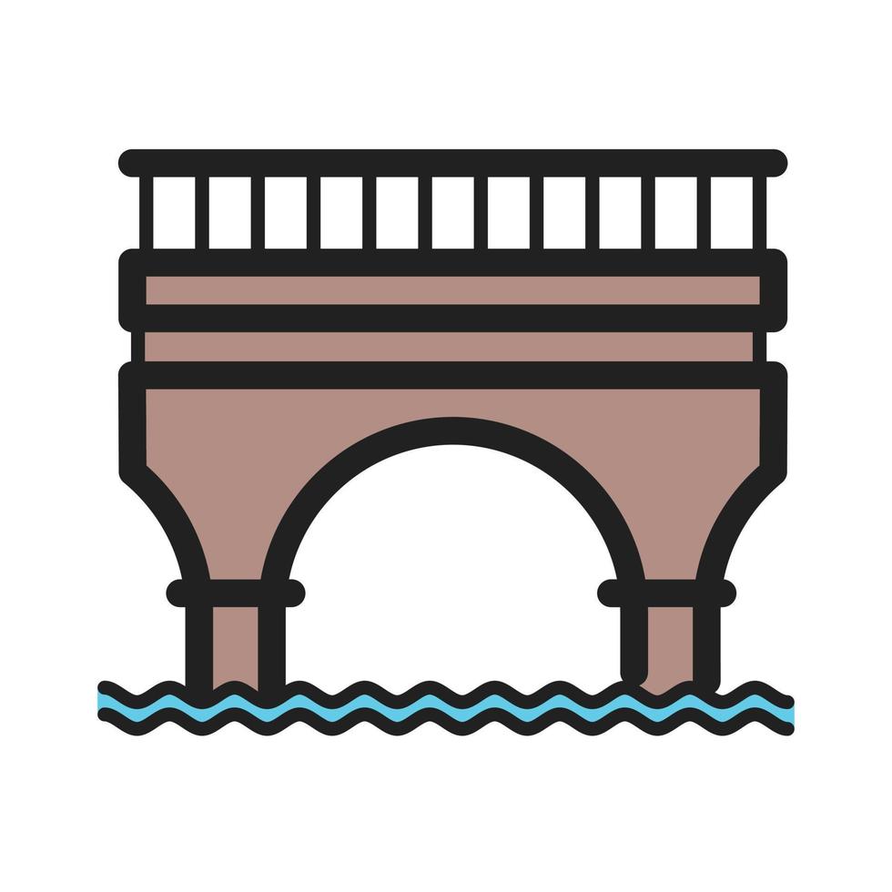 icône de ligne remplie de pont vecteur
