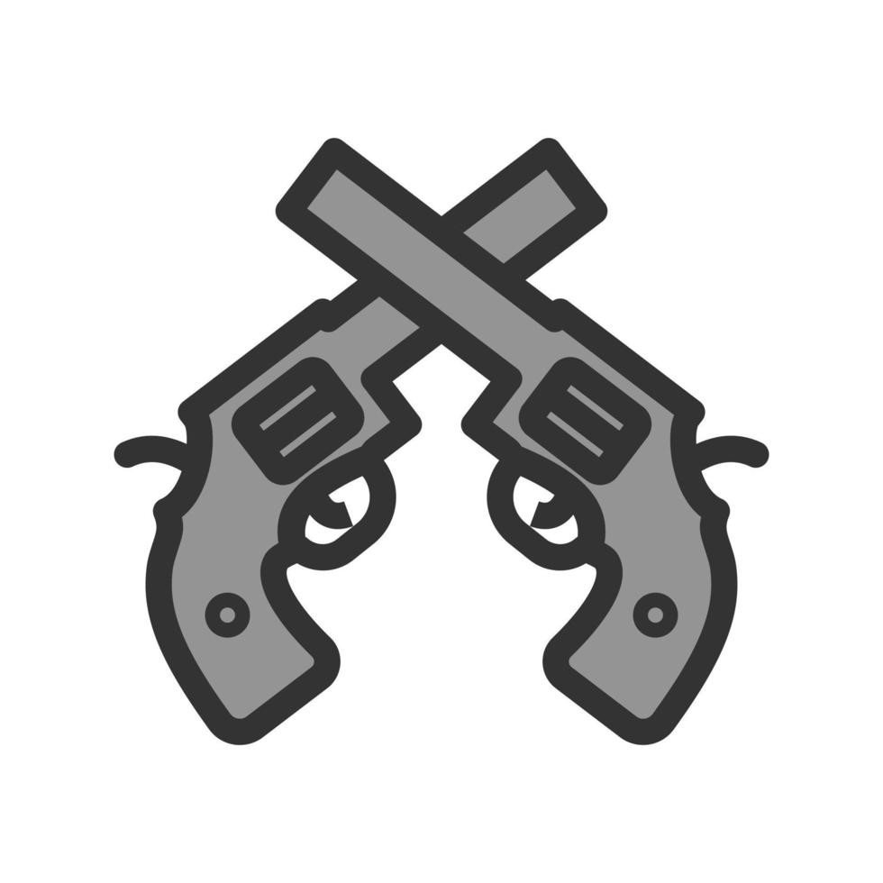 icône de ligne remplie de deux armes à feu vecteur