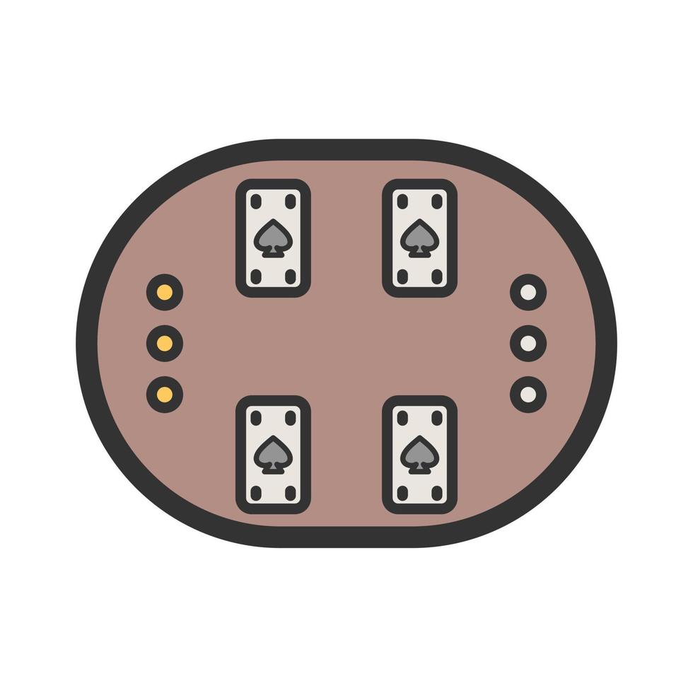 icône de ligne remplie de table de cartes vecteur