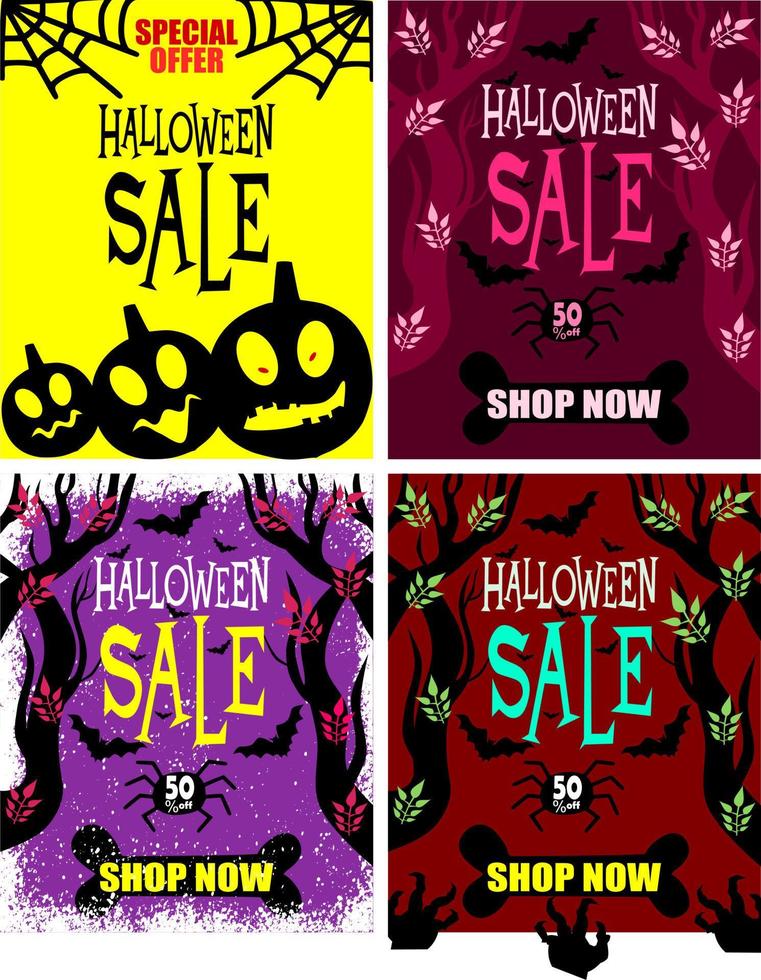 illustration vectorielle de bannière de vente halloween. vecteur