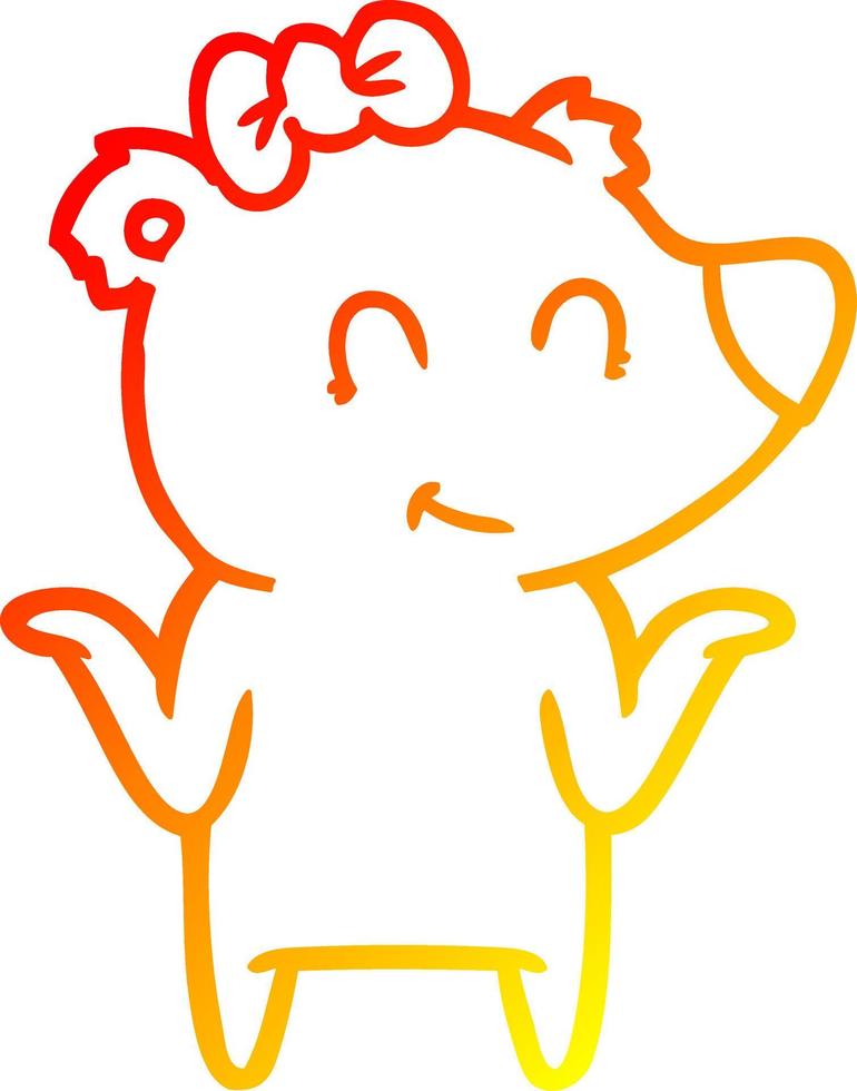 dessin de ligne de gradient chaud dessin animé ours femelle vecteur