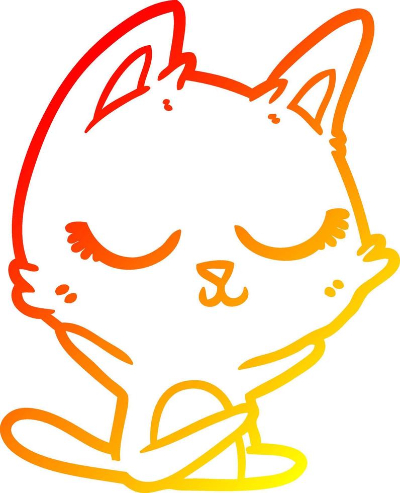 ligne de gradient chaud dessinant un chat de dessin animé calme vecteur