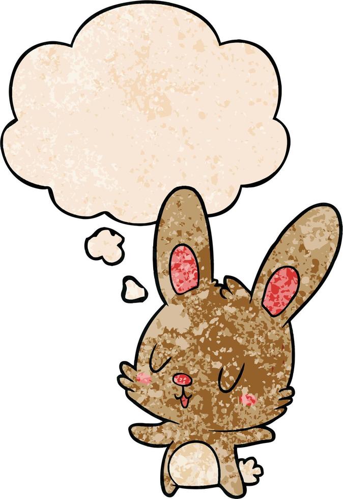 lapin de dessin animé mignon et bulle de pensée dans le style de motif de texture grunge vecteur