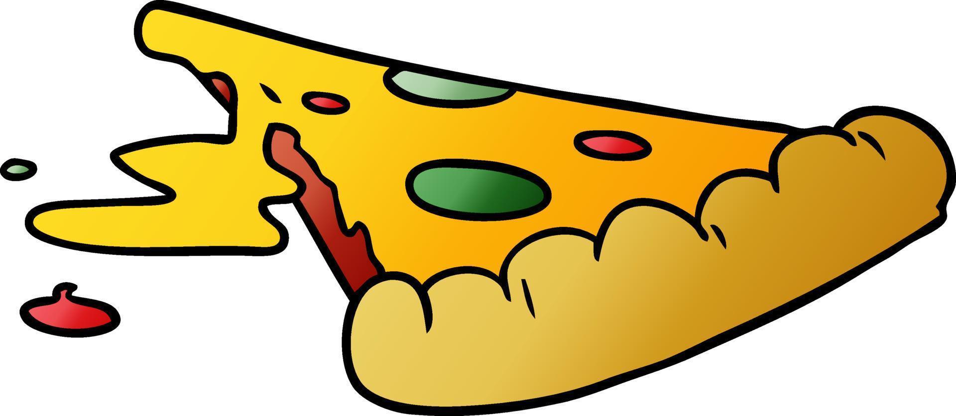 doodle cartoon dégradé d'une tranche de pizza vecteur