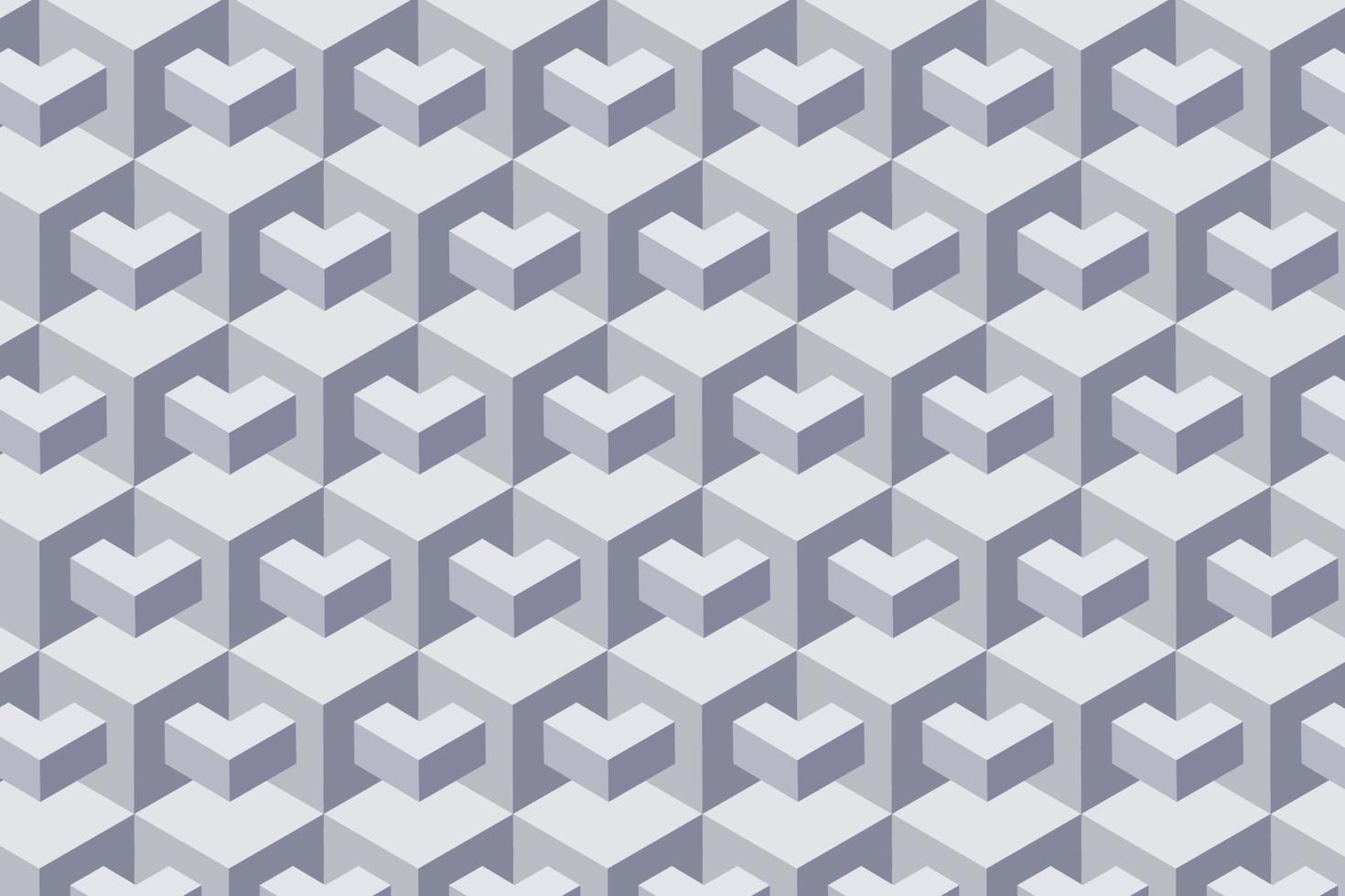 abstrait de cubes gris isométriques. papier peint monochrome avec éléments isométriques, papier peint gris de rendu 3d. vecteur