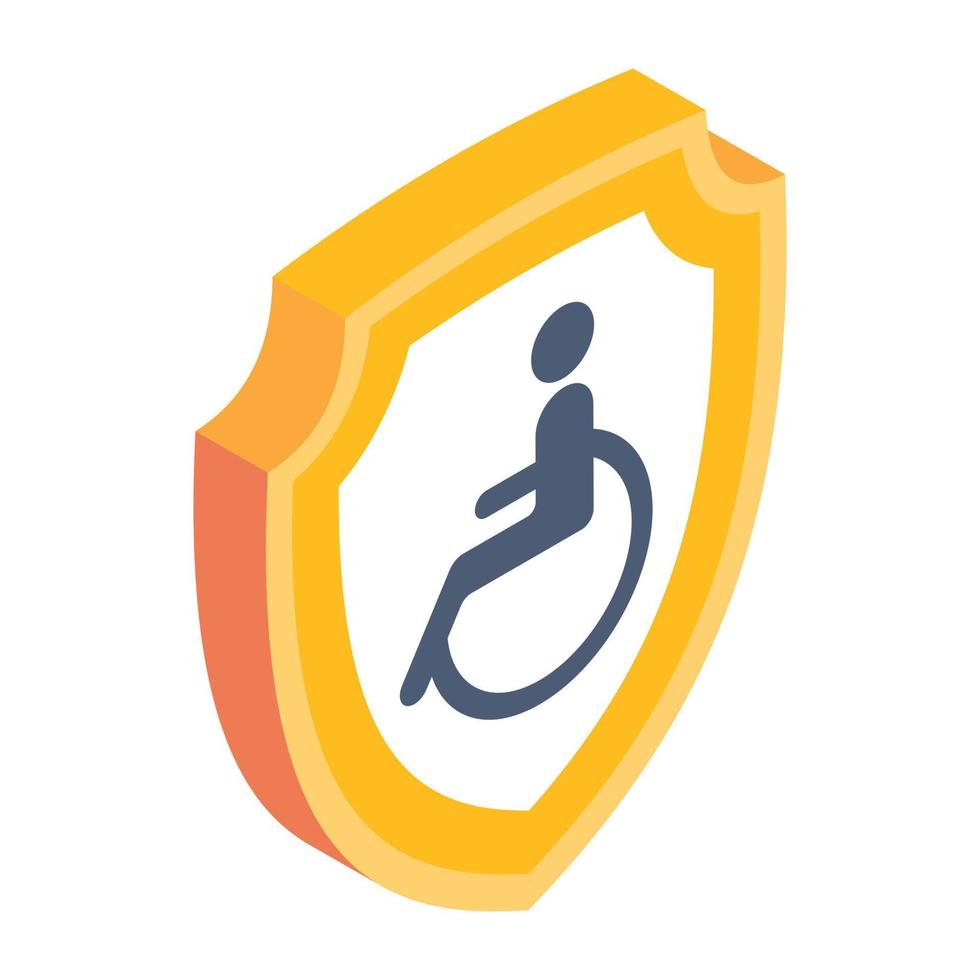 une icône isométrique bien conçue de l'assurance invalidité vecteur