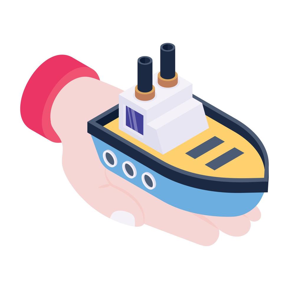 Découvrez l'icône isométrique de l'assurance bateau vecteur