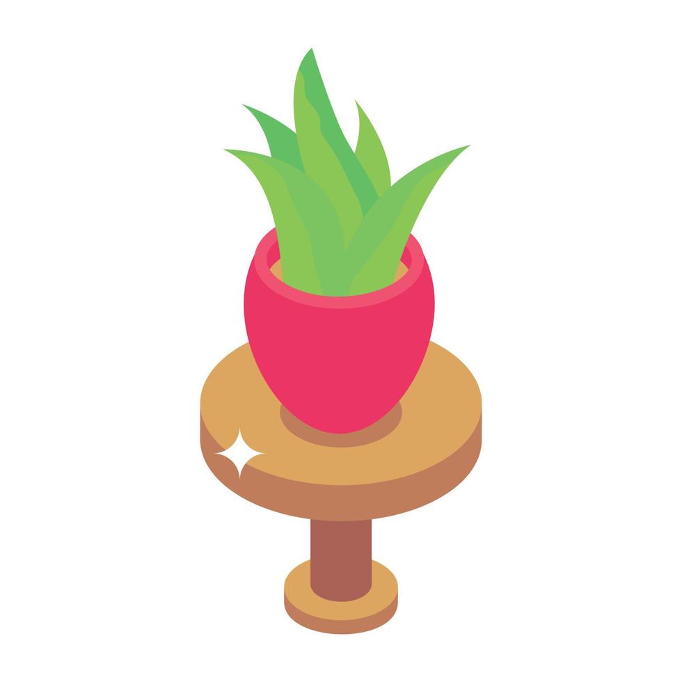 une icône isométrique visuellement attrayante de pot de plante vecteur