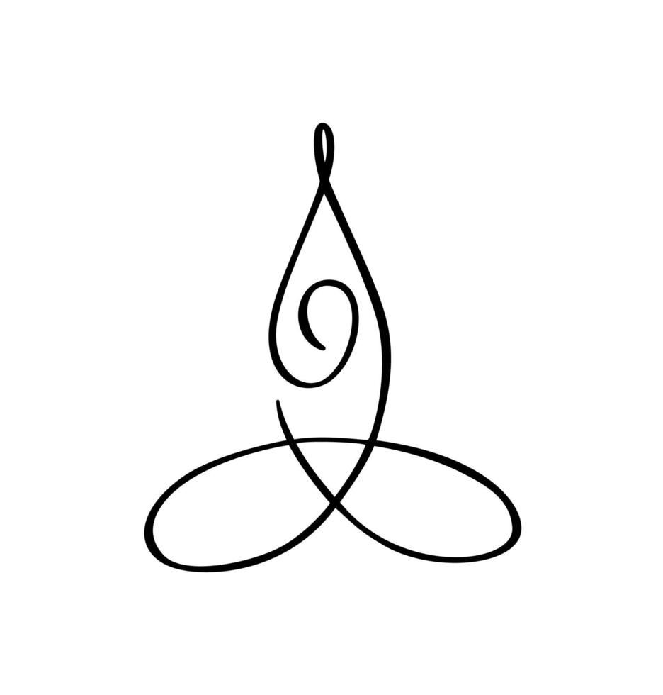 concept de logo vectoriel d'icône de pose de lotus de yoga. symbole minimal de méditation yoga. santé spa méditation harmonie logotype zen. modèle de conception de signe graphique créatif