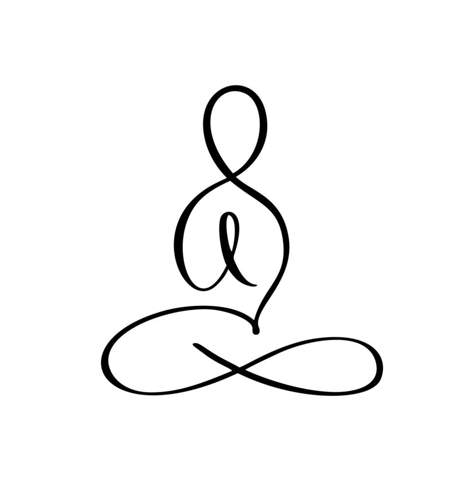 concept de logo vectoriel d'icône de pose de lotus de yoga. symbole minimal de méditation yoga. santé spa méditation harmonie logotype zen. modèle de conception de signe graphique créatif