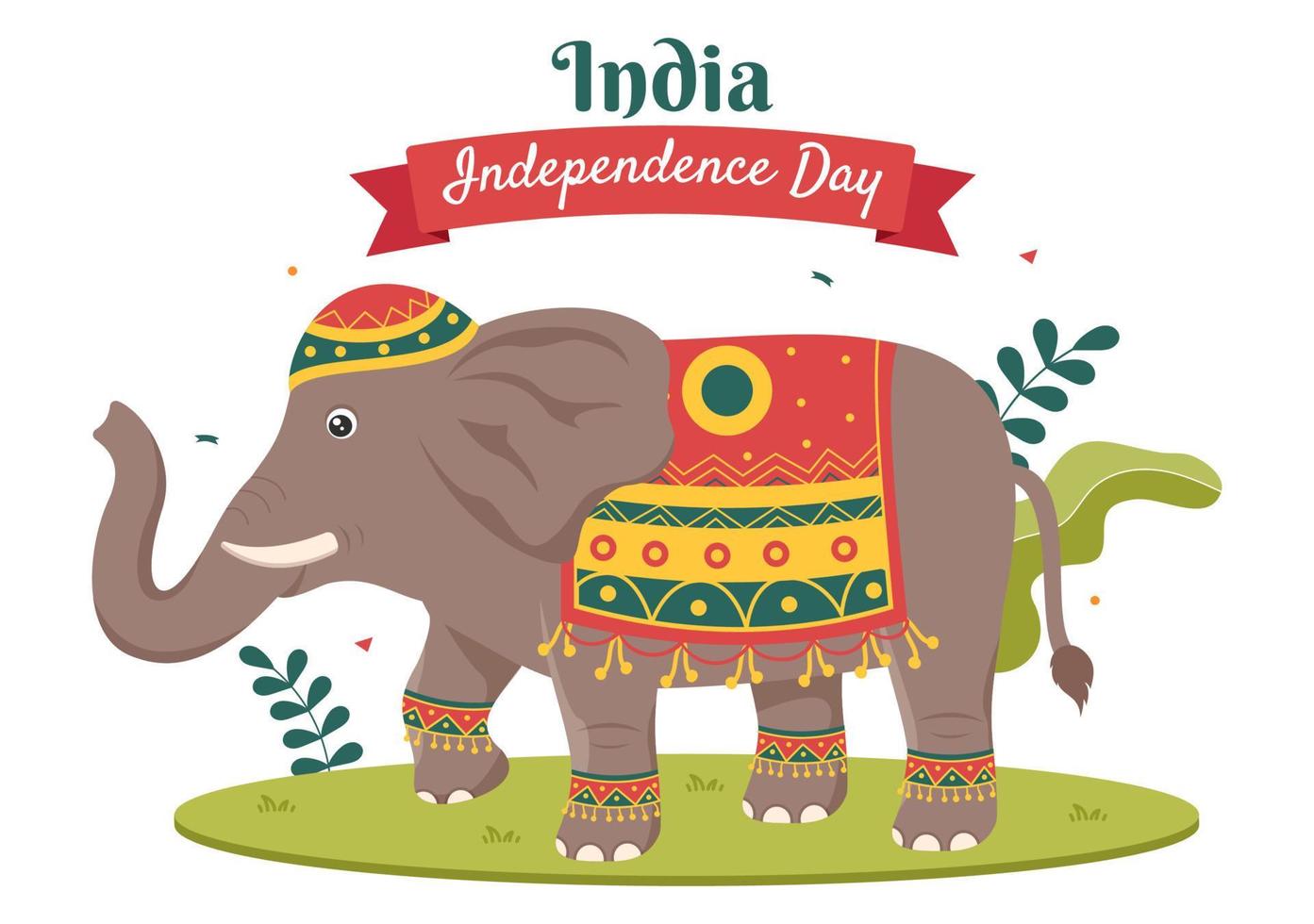 bonne fête de l'indépendance indienne qui est célébrée chaque août avec des drapeaux, des personnages et des roues ashoka dans l'illustration de style dessin animé vecteur