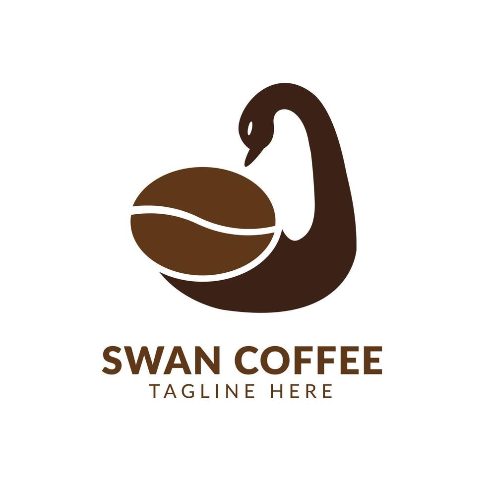 modèle de logo de café et de cygne, icône, symbole, icône de logo de café de cygne conçoit vecteur, un logo unique qui est créatif minimal moderne vecteur