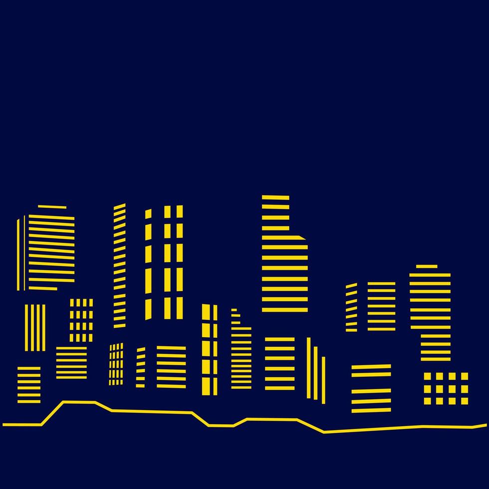 ville ville nuit lumières line art design skyline avec bâtiments, tours. néon rougeoyant de paysage urbain, illustration vectorielle d'architecture. vecteur