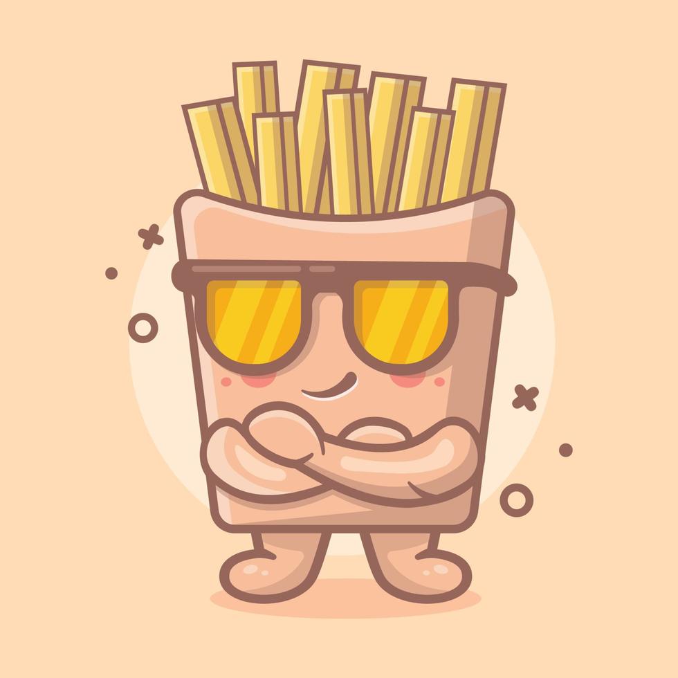 mascotte de personnage de nourriture de frites mignonnes avec une expression cool dessin animé isolé dans un style plat vecteur