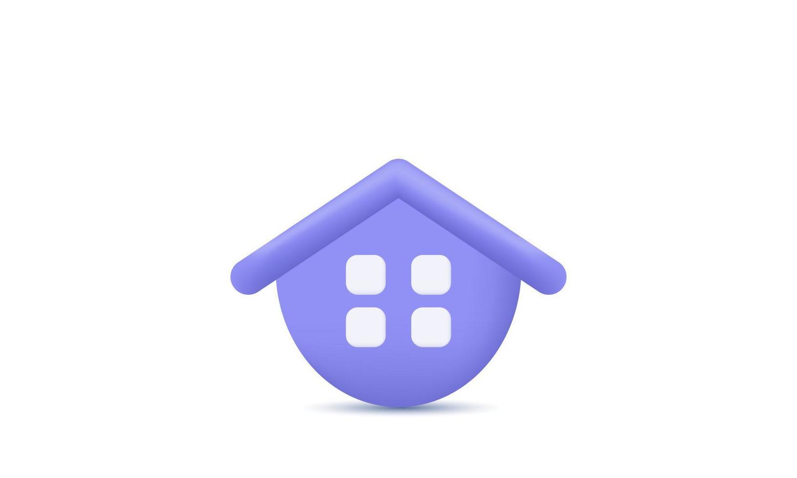 icône d'hypothèque immobilière de symbole de maison minimale réaliste 3d unique isolée sur vecteur