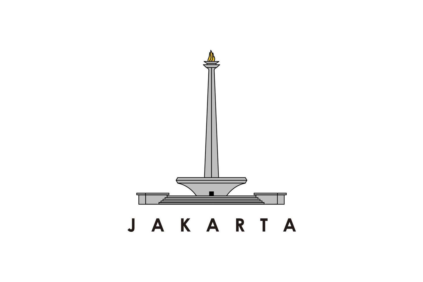 illustration vectorielle de conception de logo de repère célèbre de jakarta vecteur