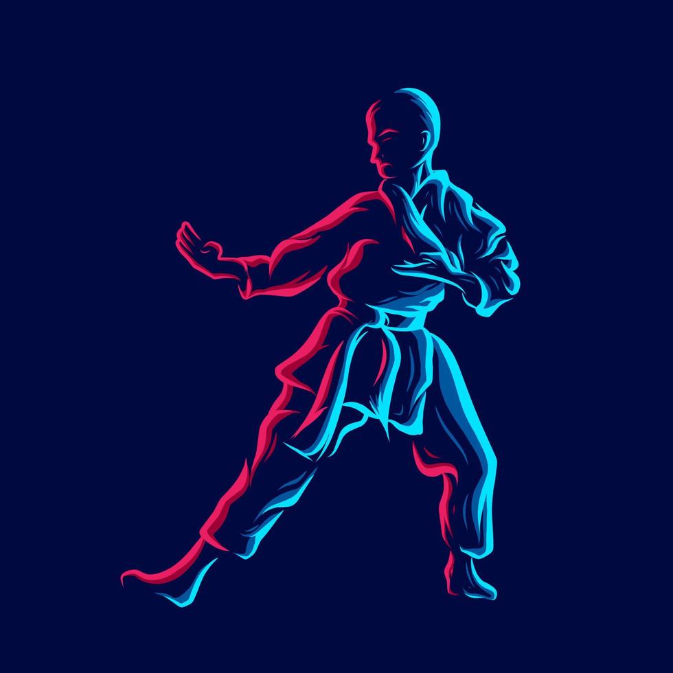 illustration vectorielle de combat technique silhouette. logo moderne et simple pour le karaté, le judo et le martial. illustration vectorielle abstraite. fond noir isolé pour t-shirt. vecteur