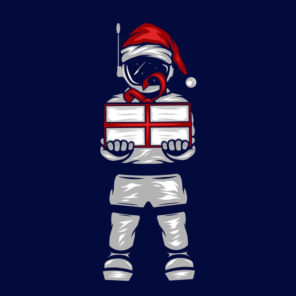 santa claus astronaute logo ligne pop art potrait design coloré avec fond sombre. illustration vectorielle abstraite. vecteur