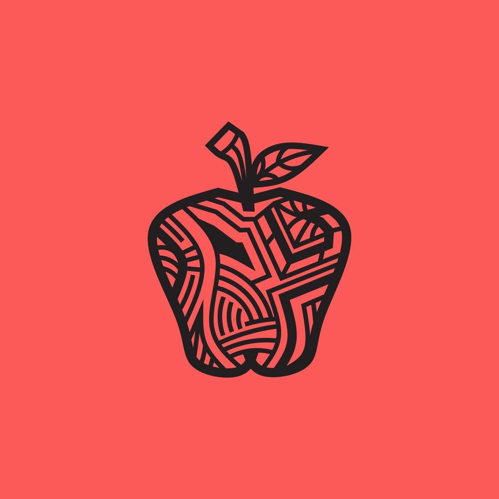 logo minimaliste de pomme. conception de vecteur de fruits simple. isolé avec un fond doux.