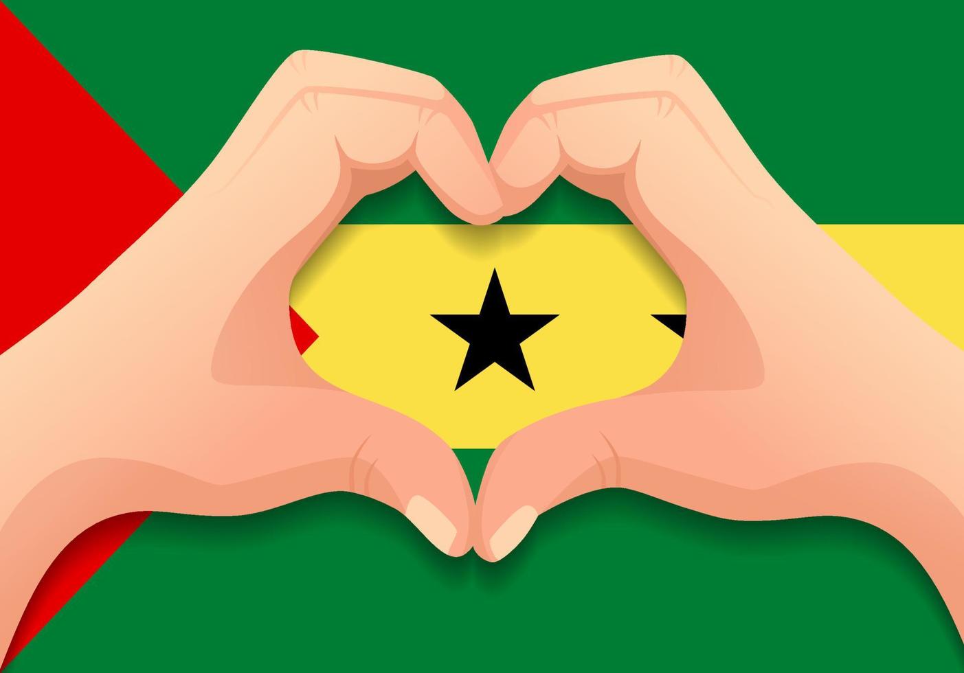 sao tomé et principe drapeau et main en forme de coeur vecteur