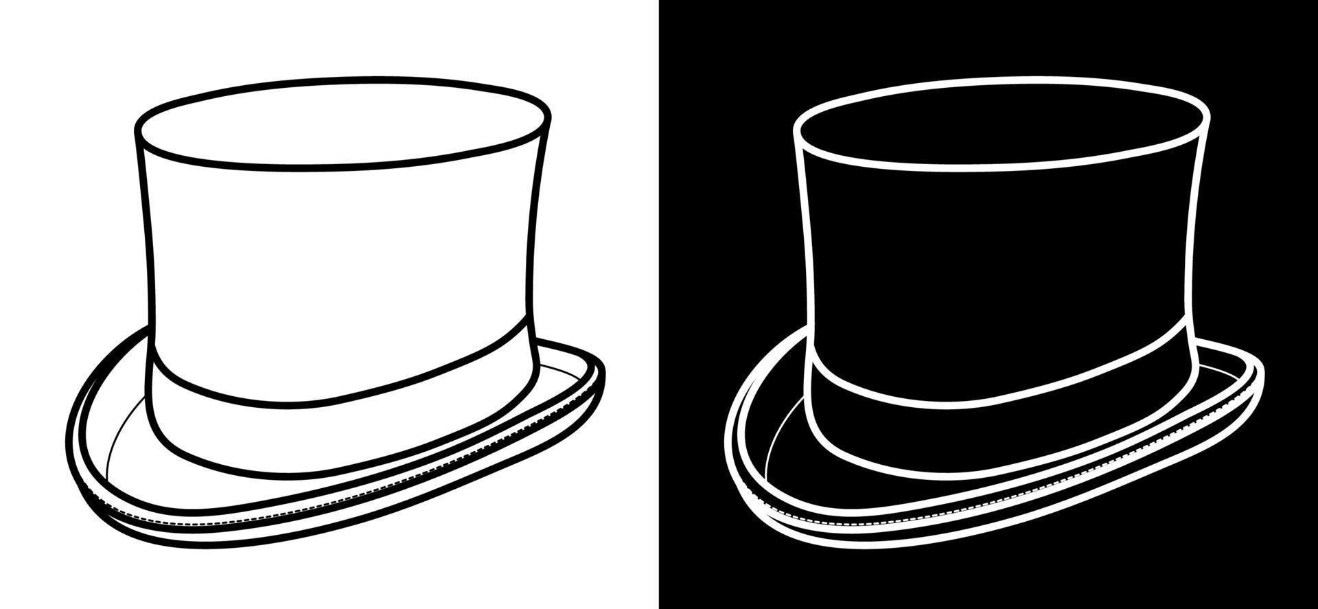 icône de chapeau haut de forme pour le web, le mobile et l'infographie. vêtements d'un sorcier, illusionniste. icône de cylindre sur fond blanc vecteur