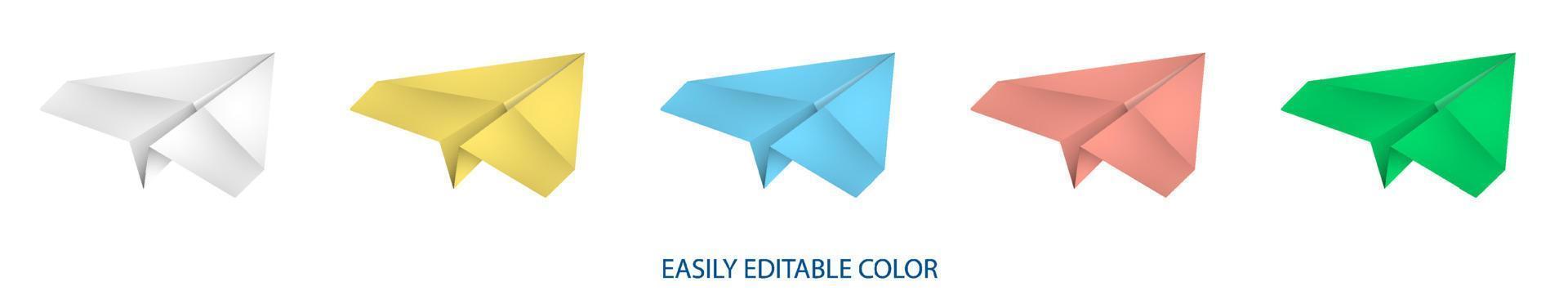 icône d'avion en papier réaliste. envoyer des messages et envoyer des e-mails. élément de conception de voyage. vecteur de couleur modifiable facile
