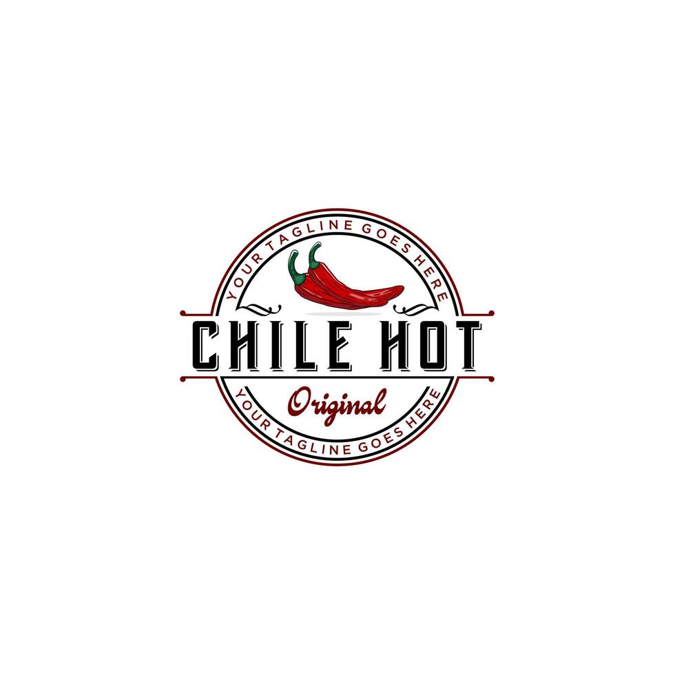 chili, épicé, insigne de sauce vintage, formats de logo de restaurant vecteur