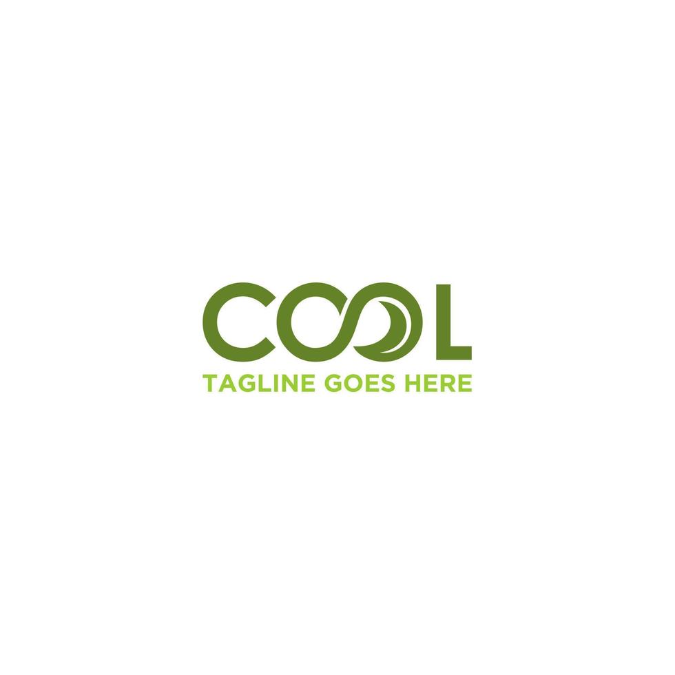logo cool avec des feuilles en o. vecteur