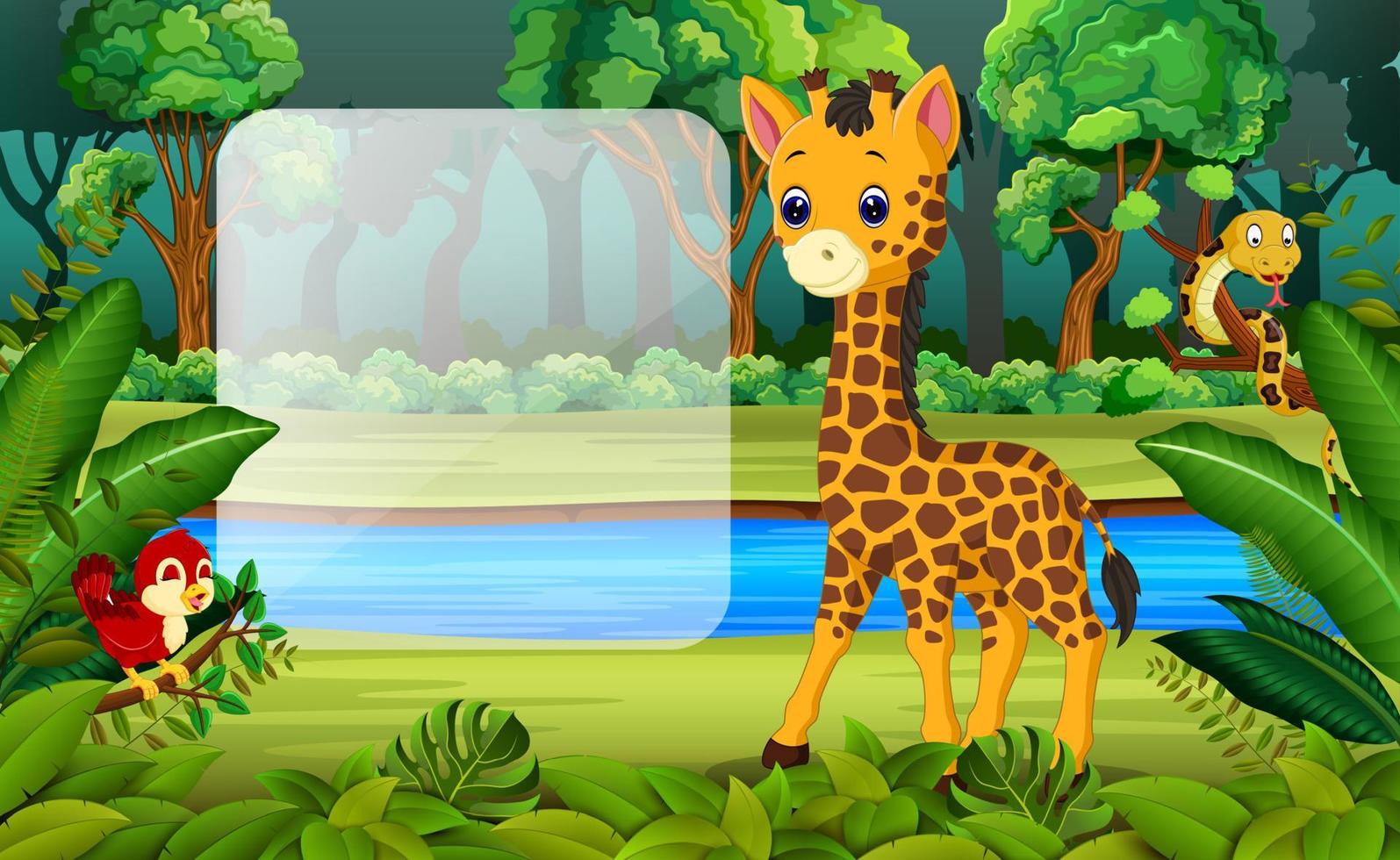 girafe dans la forêt vecteur